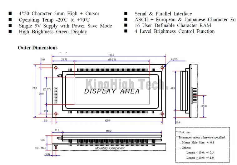 M204SD01AA Módulo de Pantalla VFD 20x4 Compatible - imagen 2
