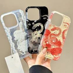 Funda Suave iPhone 16 15 14 13 Serpiente Glaciar con Purpurina