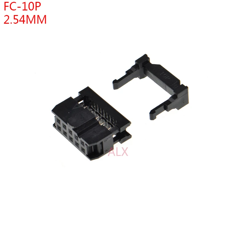 10 Uds Fc-10p conector Idc paso 2,54mm Jtag Isp conector de doble fila hembra 2x5pin 10pin 10p para cabezal de caja Dc3 Idc para Cable