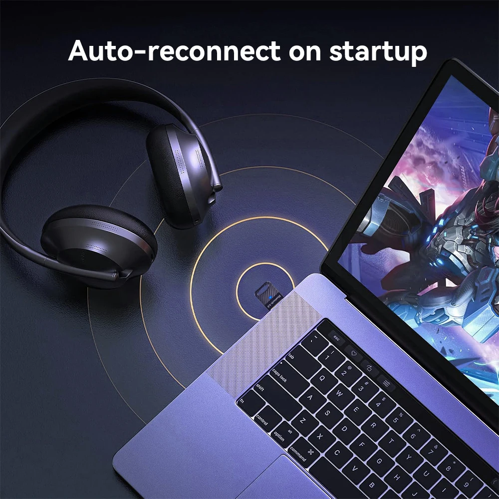 Adaptador Bluetooth 6,0 para Pc Usb Bluetooth 6,0 Dongle receptor para altavoz ratón teclado música Audio transmisor Bluetooth - imagen 5