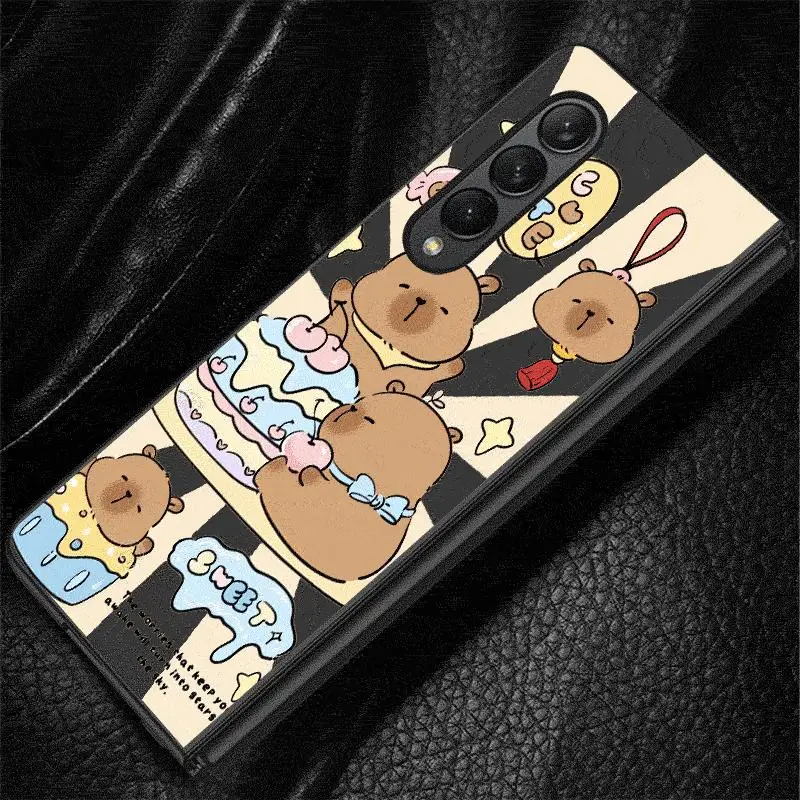 Fundas de capibara de dibujos animados para Samsung Galaxy Z Fold6 Z Fold3 ZFold4 Z Fold5 5G Z Fold4 5G Coque parachoques cubierta a prueba de golpes - imagen 3