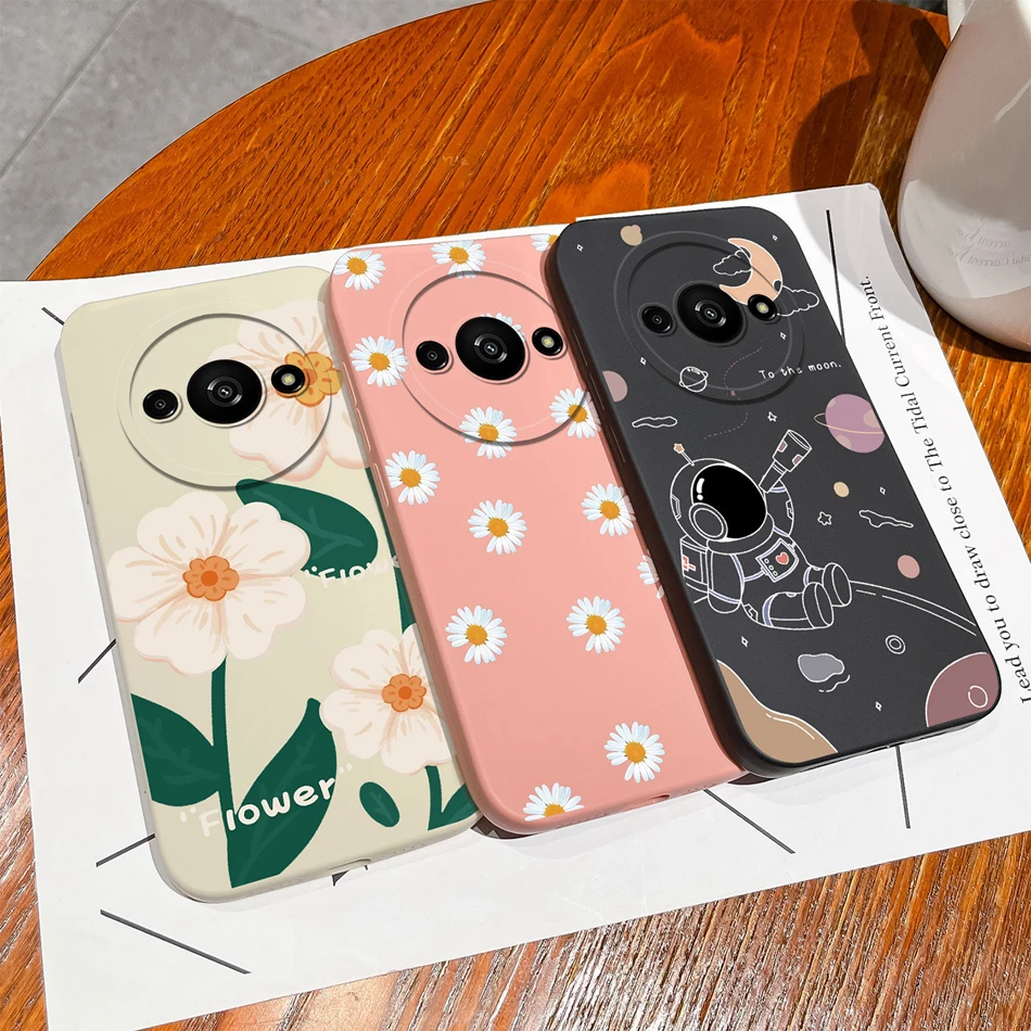 Funda de silicona líquida para Redmi A3 4G, cubierta trasera de protección de lente cuadrada, suave y ligera, con estilo - imagen 3