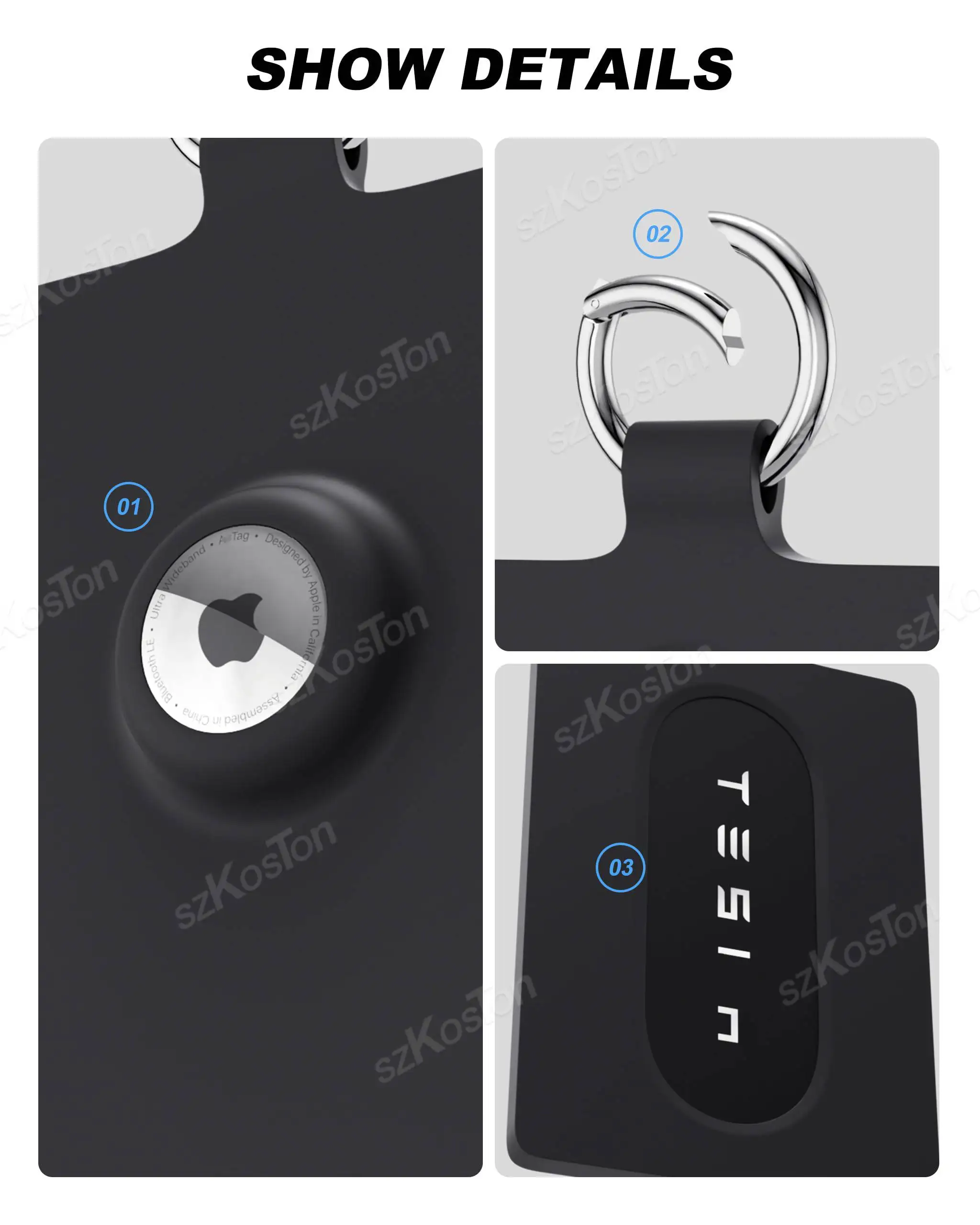 Funda con tarjetero para tarjeta AirTag y Tes-la, funda protectora de silicona suave Compatible con llave Tes-la Model 3 Y S X - imagen 4