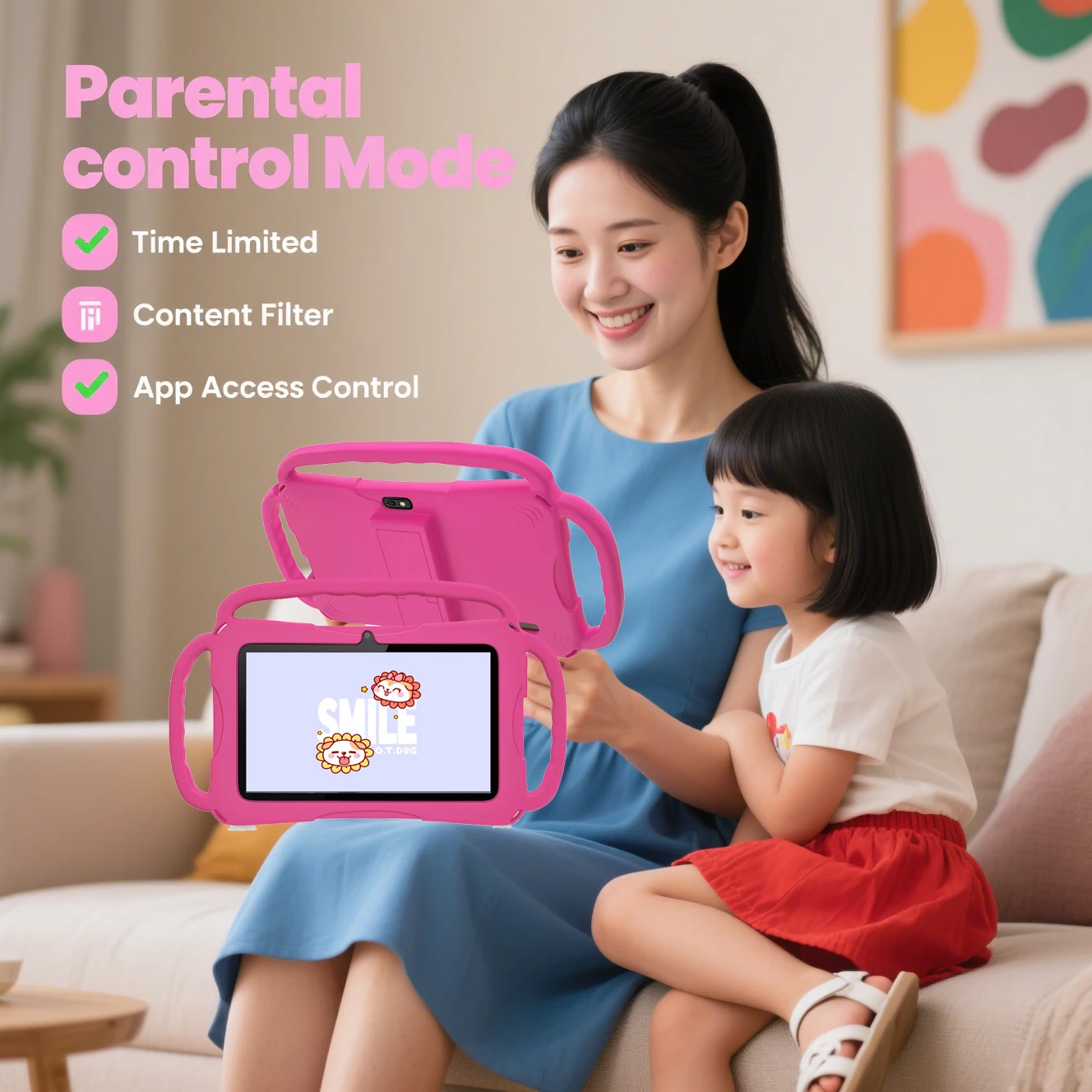 Tableta para niños de 7 pulgadas, los mejores regalos para niños, tabletas Android Quad Core de 2GB + 32GB de ROM, funda protectora portátil a prueba de niños con dibujos animados - imagen 4