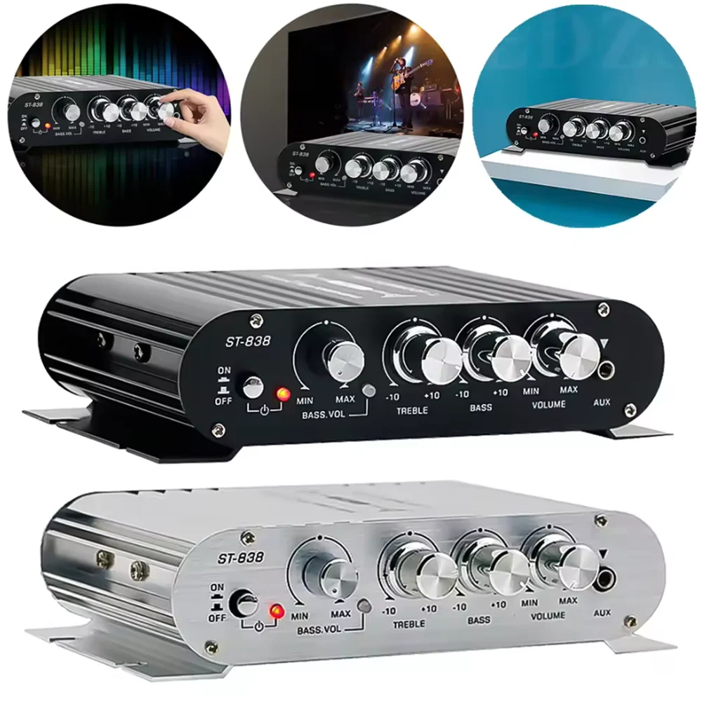 ST-838 amplificadores de cine en casa HiFi amplificador de potencia de 2,1 canales sonido de graves estéreo amplificador de casa para coche reproductor multimedia amplificador de subwoofer - imagen 2