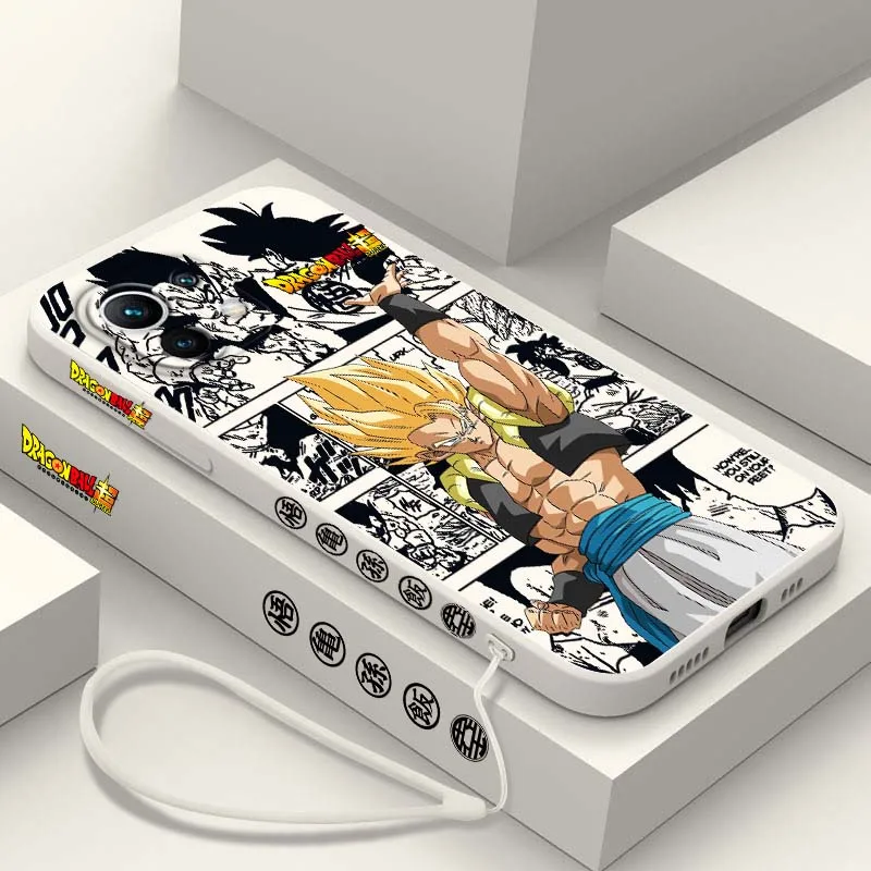 D-Dragon Ball Son Goku Saiyan cubierta para Xiaomi Mi 17 15 14 13 12 11 9 13T 12T Lite Pro Max 5G funda de teléfono con cuerda izquierda líquida - imagen 5
