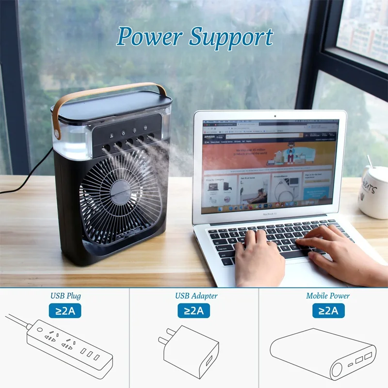 Nuevo ventilador 3 en 1, aire acondicionado, Enfriador de aire pequeño para el hogar, luz LED nocturna, humidificador portátil, ventilador de ajuste de aire, ventilador para oficina y hogar - imagen 2