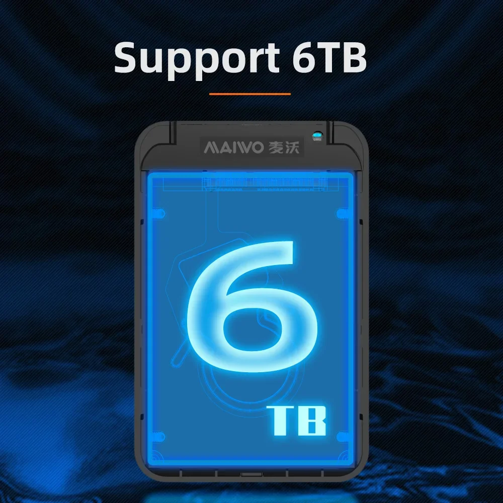 MAIWO-carcasa para disco duro externo SATA a USB 3,0, carcasa transparente tipo C SATA HDD SSD de 6TB para PC y portátil, 2,5 pulgadas - imagen 5