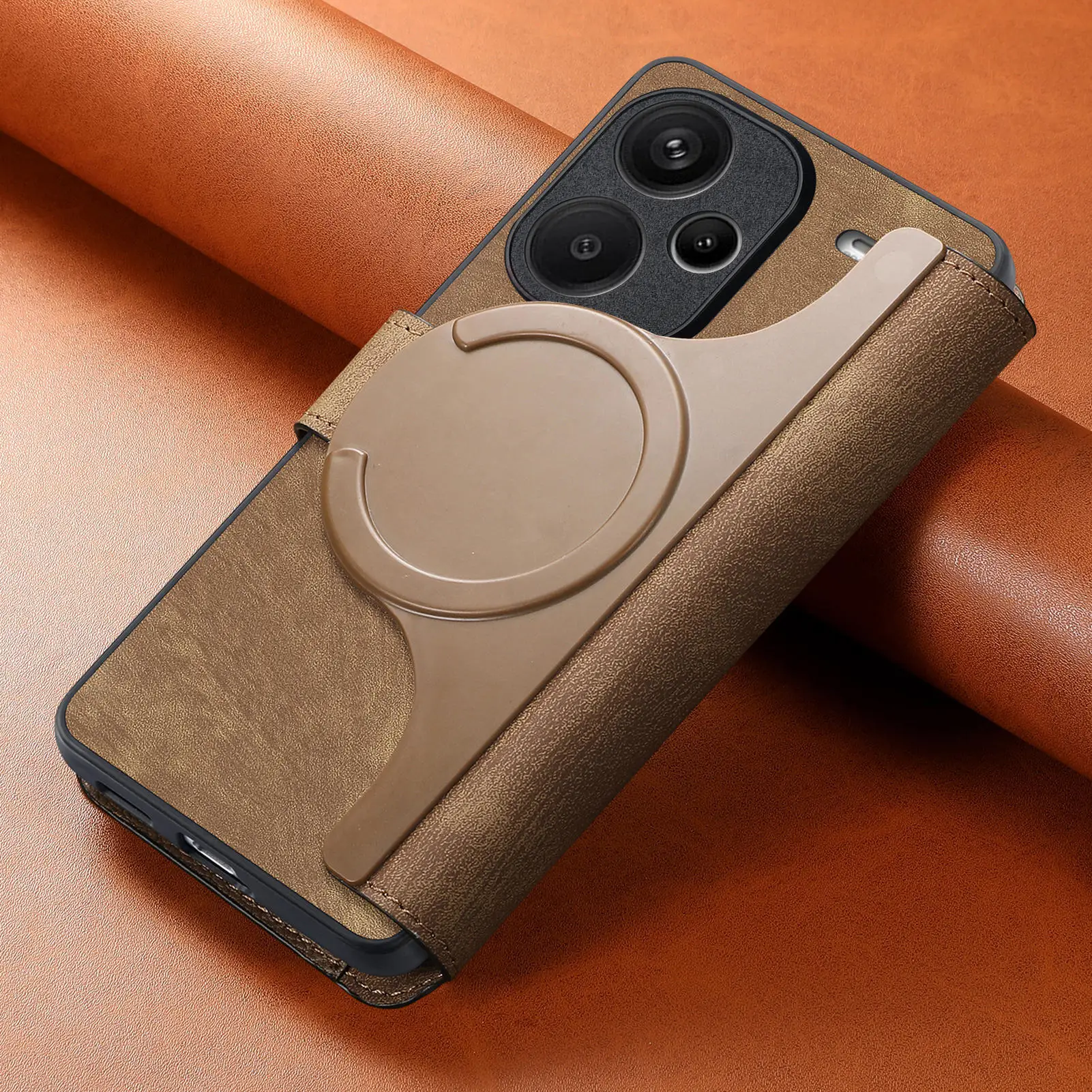 Funda de cuero tipo billetera Solt con tarjetas magnéticas desmontables 2 en 1 para Redmi Note 13 Pro Plus 12 13C 13T 11, funda de carga inalámbrica con tapa - imagen 4