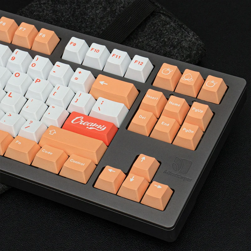 Gmk-Juego grande de crema de melocotones, perfil de cereza, teclas Pbt, tinte Sub, teclas de personalidad personalizadas en inglés para teclado mecánico 61/64/ - imagen 4