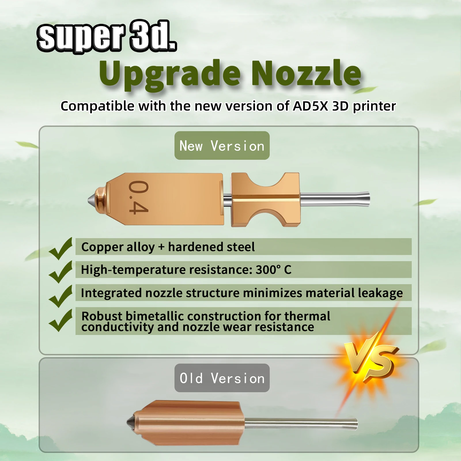 Nuevo para FlashForge Ad5x boquilla endurecida 0,4 0,6mm publicidad Ad5x extrusora Flashforge Ad5x Hotend piezas de accesorios de impresora 3d - imagen 2