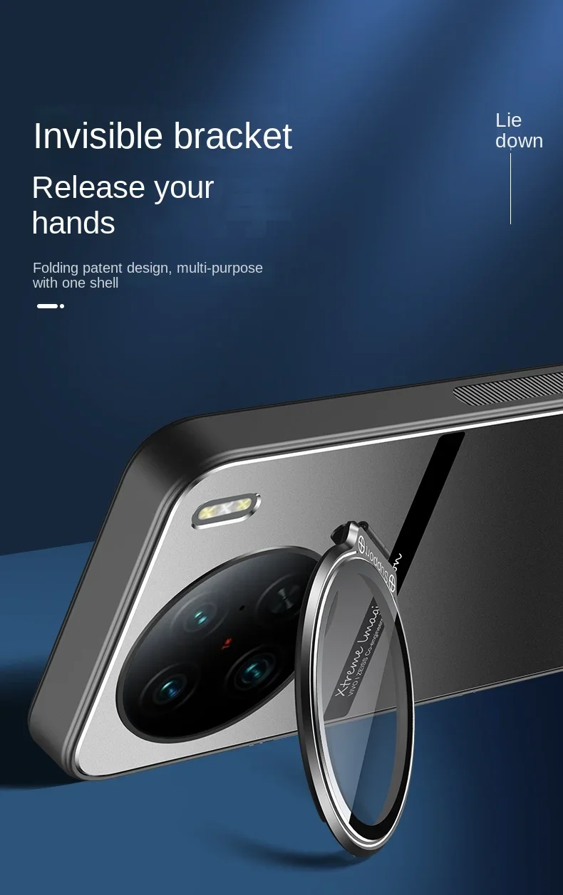 Funda dura mate con soporte para VIVO X100 Pro, carcasa trasera protectora con lente magnética, X100, X90 Pro, X100Pro - imagen 2