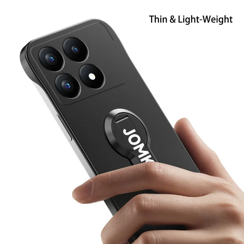 Funda ultrafina sin marco con pintura metálica de lujo para Xiaomi Poco X6 Pro F6 F5 Pro, fundas de teléfono con soporte giratorio para PC dura - imagen 5