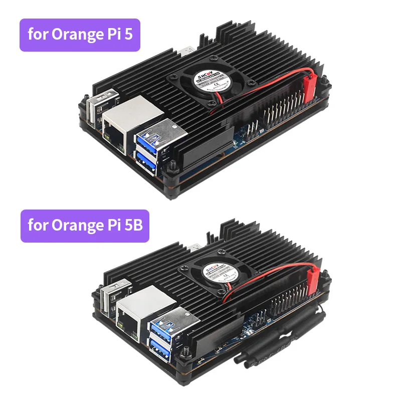 Carcasa de aleación de aluminio Orange Pi 5, disipadores de calor con ventilador de refrigeración, disipación activa y pasiva, enclado de Metal para Orange Pi 5 5B - imagen 2