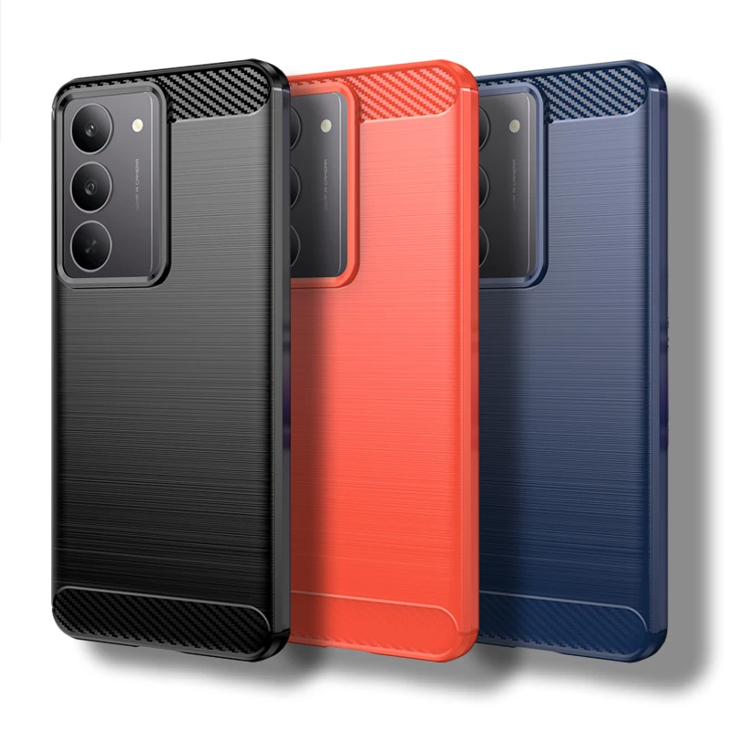 Para Realme C75 funda para Realme C75x C55 C53 C51 C35 C33 C30 C61 C63 C65 C67 C75 cubierta de fibra de carbono a prueba de golpes parachoques de silicona