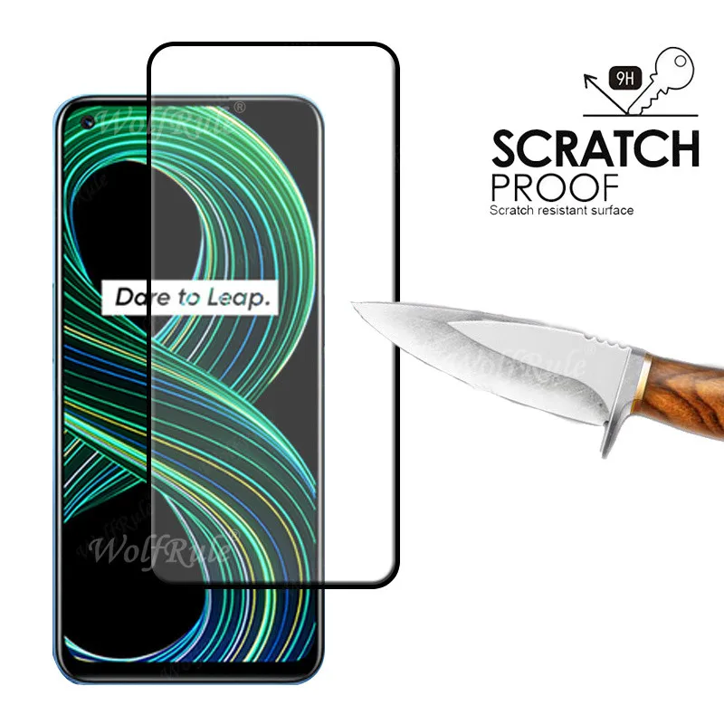 Vidrio de cobertura completa para Realme 8 5G, Protector de pantalla de vidrio templado con pegamento completo para OPPO Realme 8 5G - imagen 3