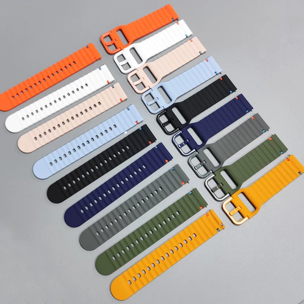 Correa de reloj de 22mm y 20mm para Amazfit BALANCE 2 Band GTR 4 2 3 Pro/GTS 3 4/2 mini/Active 2/Bip 6 5 3 U S Pro pulsera ondulada de silicona - imagen 2