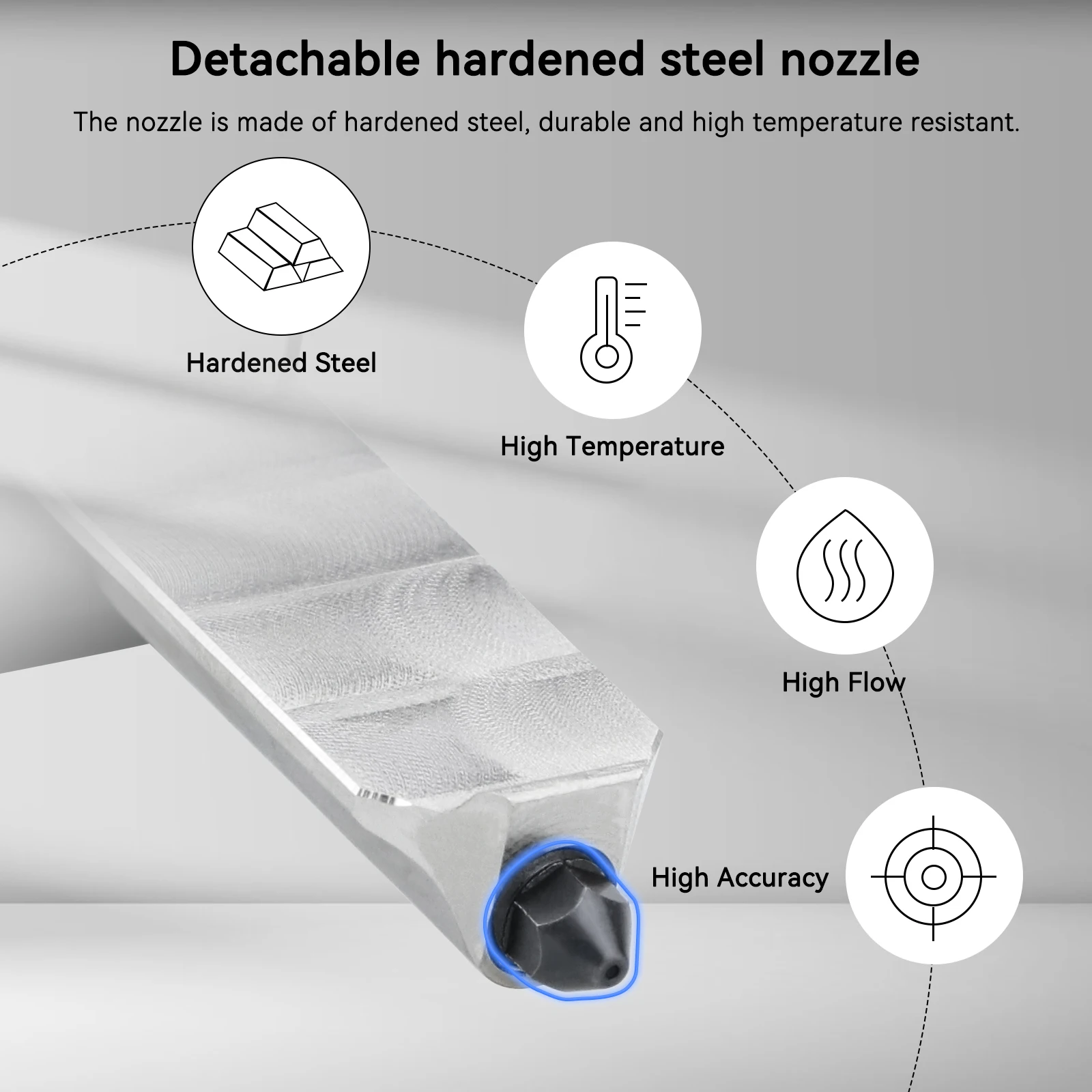 Para Bambu Lab A1 mini Hotend Kit 0,2/0,4/0,6/0,8 MM boquilla de acero endurecido para Bambu Lab A1 conjunto de boquillas impresora 3D Hotend - imagen 3