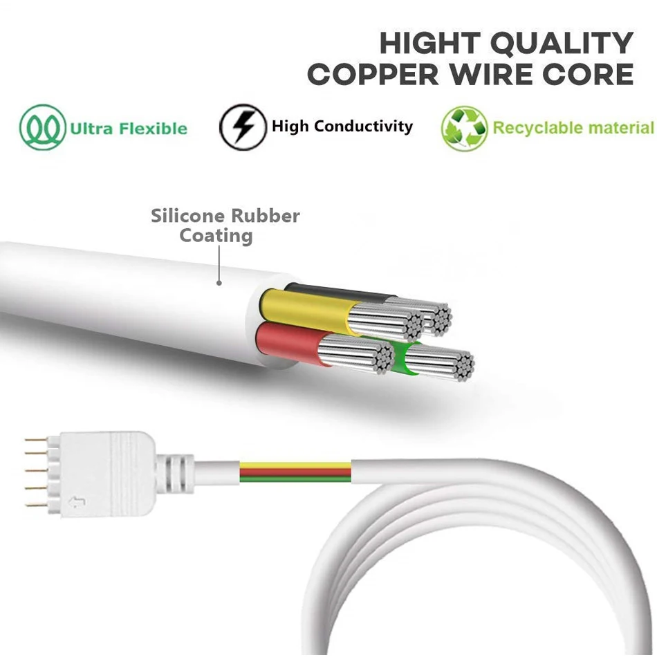 Cable de extensión LED RGBW, conector de tira de luz, 5 pines, 1M, 2M, 3M, 4M, 5M, 10M, 12-24V, 5050 - imagen 4