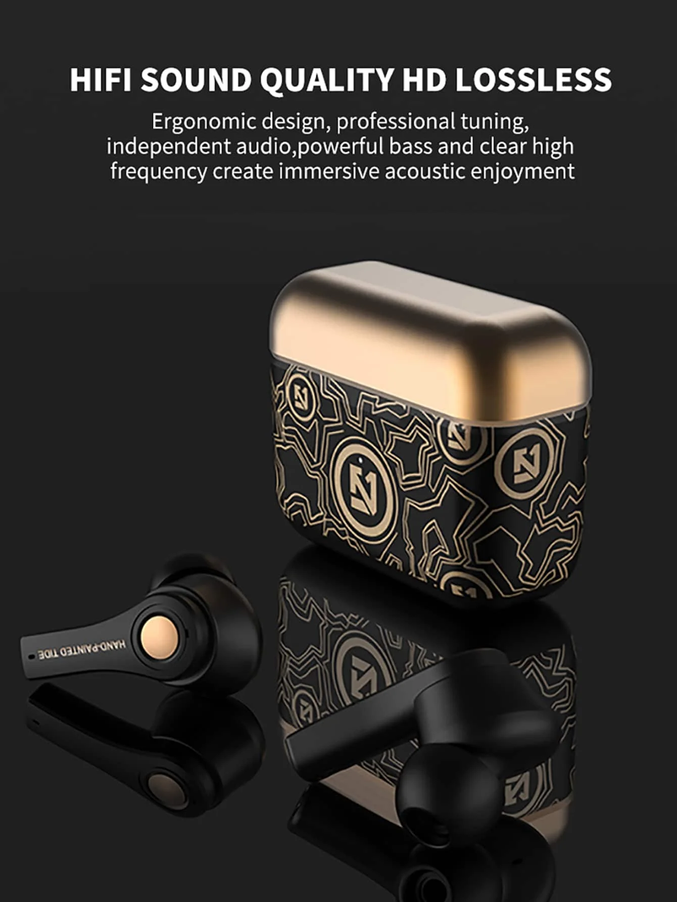 Auriculares inalámbricos con proceso en relieve, semiintrauditivos, estilo moderno, auriculares inalámbricos resistentes al agua y al sudor de larga duración