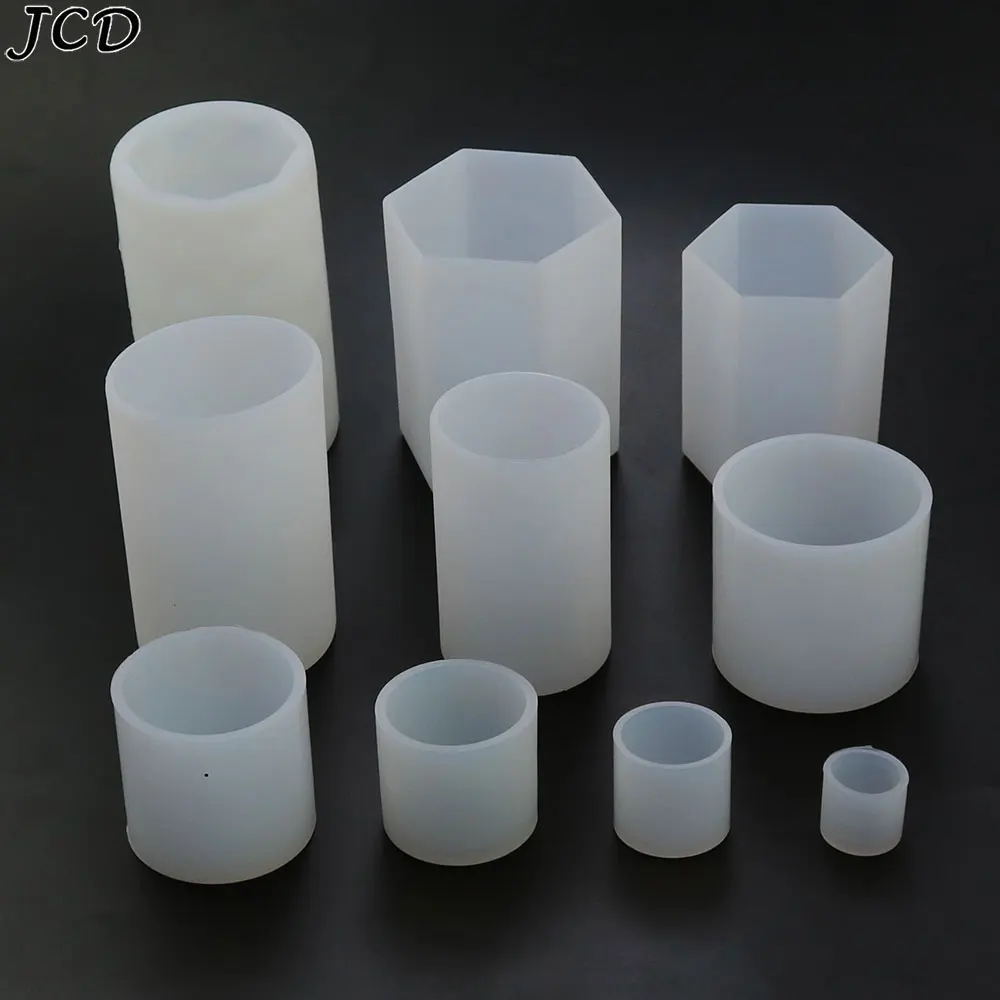 JCD nuevo molde de gota espejo flor seca múltiples especificaciones cilíndricas Hexagonal vela adornos molde de silicona herramientas de resina