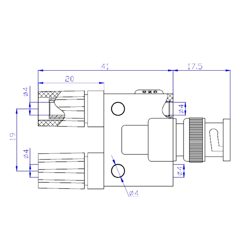 Adaptador de conector BNC macho a dos conectores Banana de 4mm, conector macho a hembra, 1 unidad - imagen 4