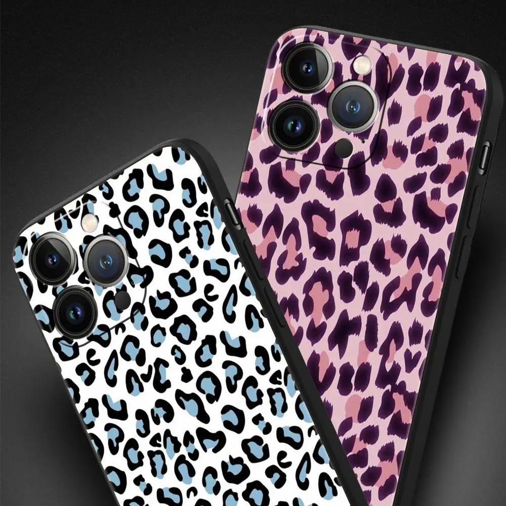 Funda de teléfono de lujo con estampado de guepardo y leopardo para iPhone 13, 15, 14, 12, Mini 11 Pro MAX XR X SE XS 7 8 Plus, funda protectora de silicona - imagen 3