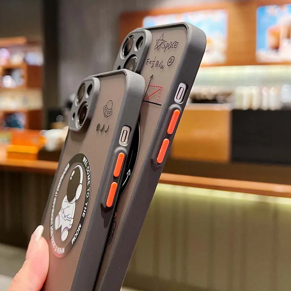 Für magsafe Wireless Charge Magnet hülle für iPhone 14 13 12 Pro Max 11 plus niedliche Cartoon Space Astronaut matte Acryl abdeckung - imagen 5