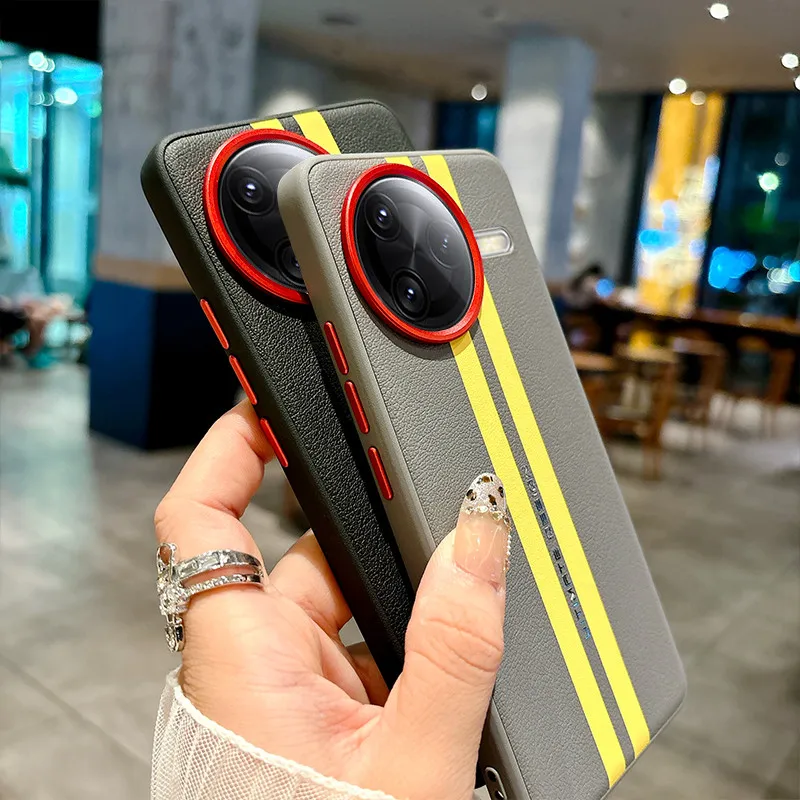 Para Xiaomi POCO F7 Pro, F7 Ultra funda ELVEV pista amarilla sensación de piel PU funda dura para teléfono de PC - imagen 2