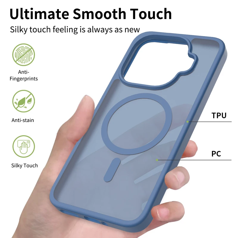 Para Xiaomi 15T, 15T Pro funda magnética ELVEV anticaída TPU duro PC mate transparente sensación de piel cubierta de teléfono - imagen 3