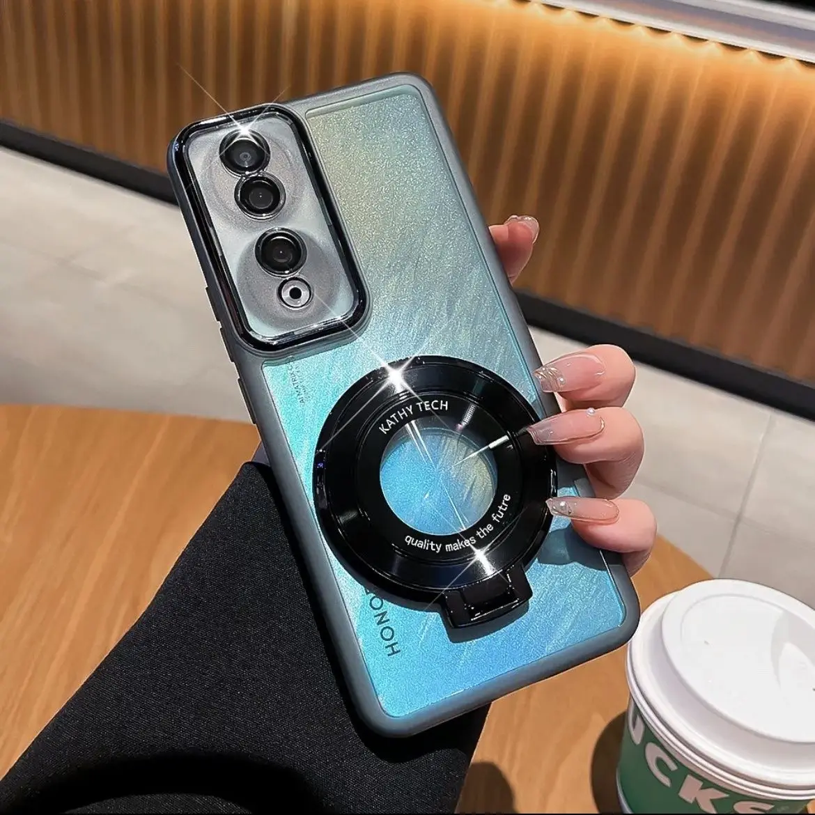 Para Huawei Honor 100 90 80 70 60 50 Pro funda suave con soporte de anillo funda protectora trasera magnética para Honor90 70Pro Shell - imagen 3