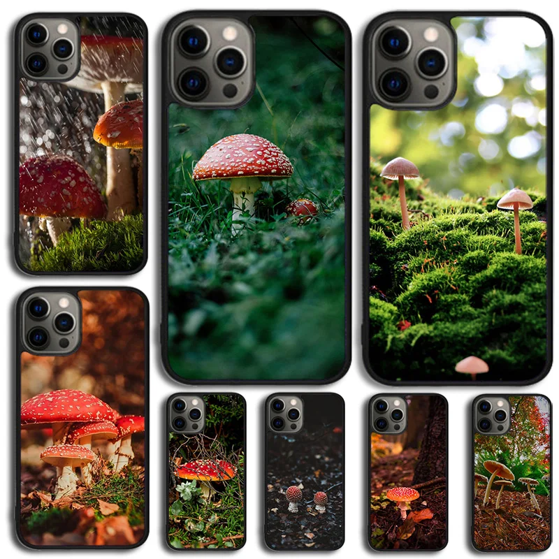 Funda de teléfono con diseño de bosque de setas para iPhone 17 Air 15 16 14 11 12 13 Pro MAX Plus