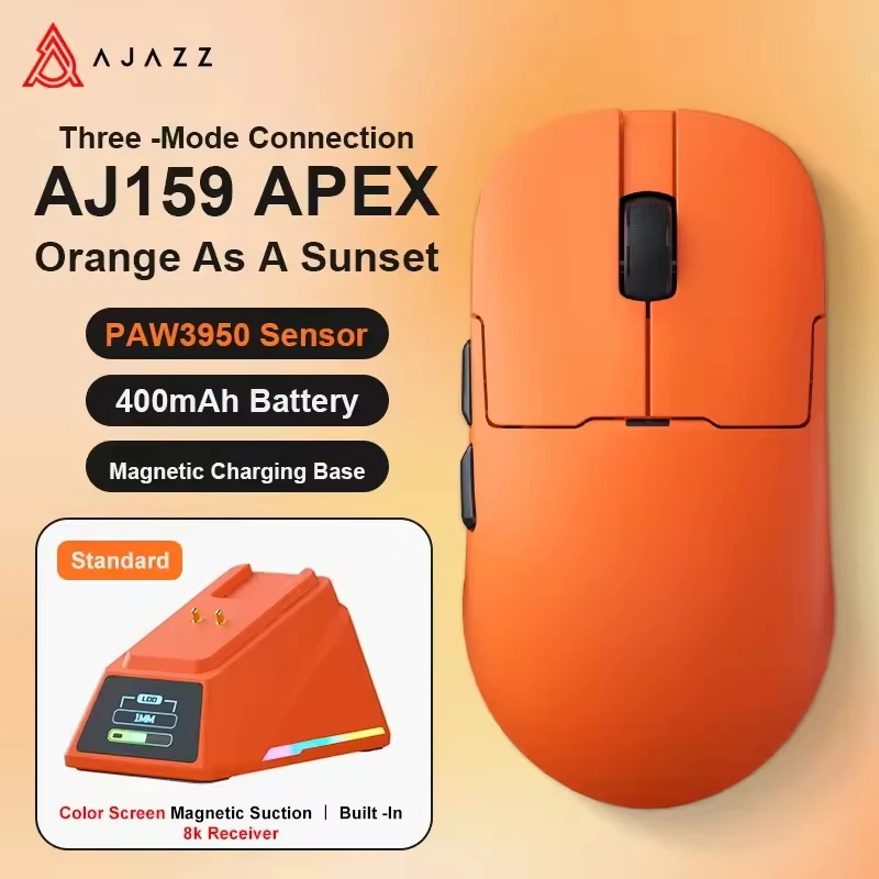 AJAZZ AJ159 APEX AJ159PRO ratón inalámbrico para juegos PAW3950/33950 26/30KDPI RGB Base de carga magnéticaAJ159 AJ159P ratón con cable - imagen 2