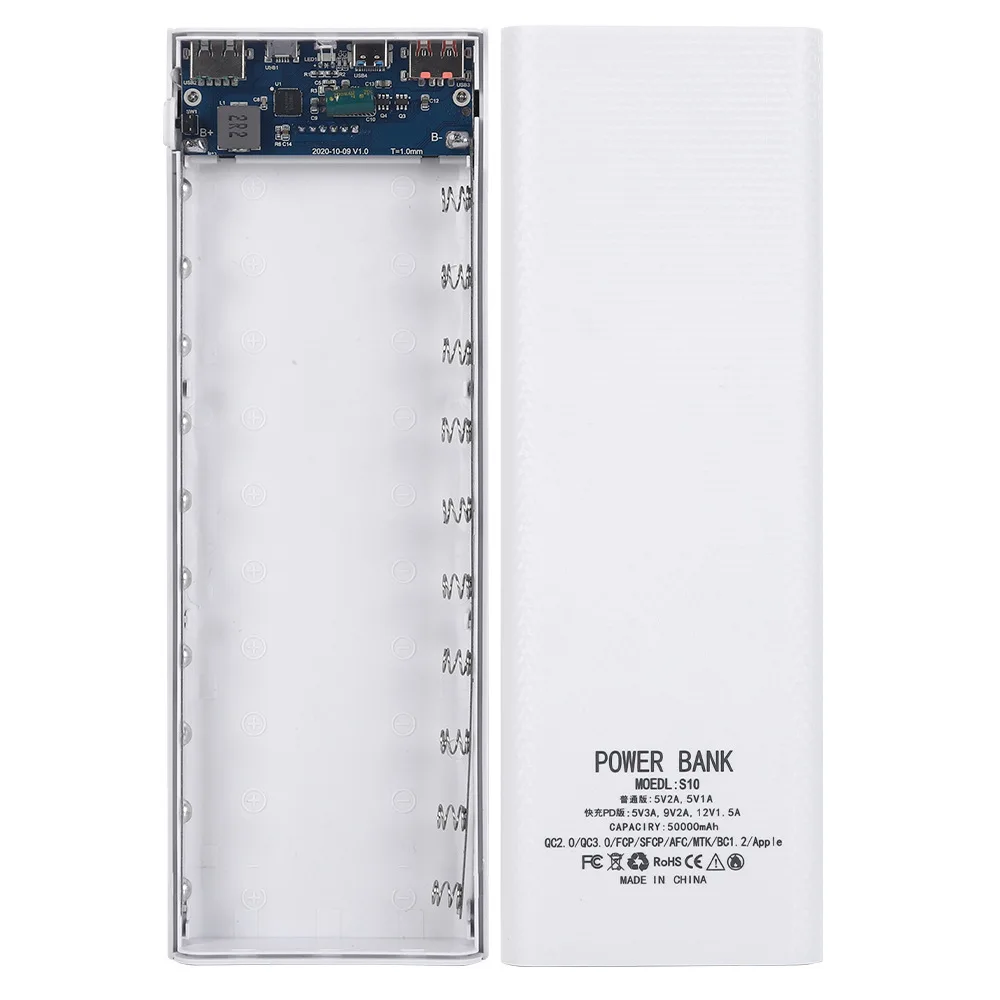 Caja de almacenamiento de batería 2 USB 10*18650 tipo C Micro entrada USB carcasa de Banco de energía DIY 18650 funda porta baterías 18W 22,5 W carga rápida - imagen 5