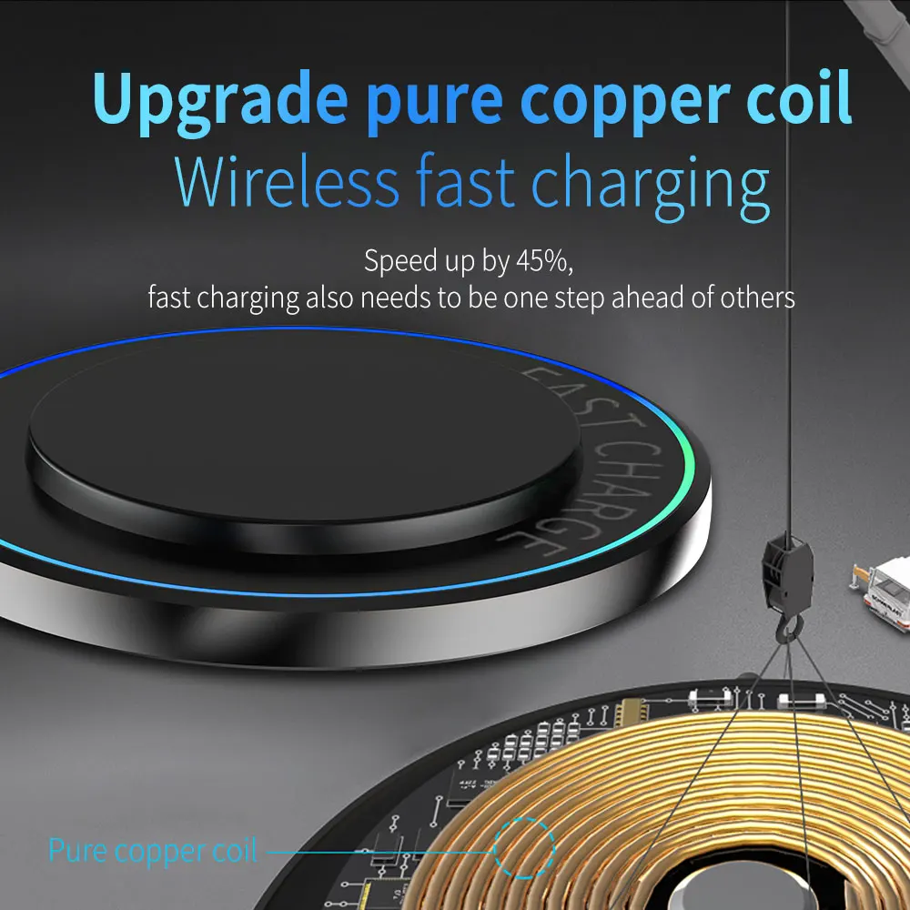 Mini almohadilla de carga inalámbrica, soporte de cargadores de luz LED para iPhone 16, 15, 14, 13, 12, Samsung S25, Xiaomi, AirPos Pro, estación de carga rápida - imagen 4