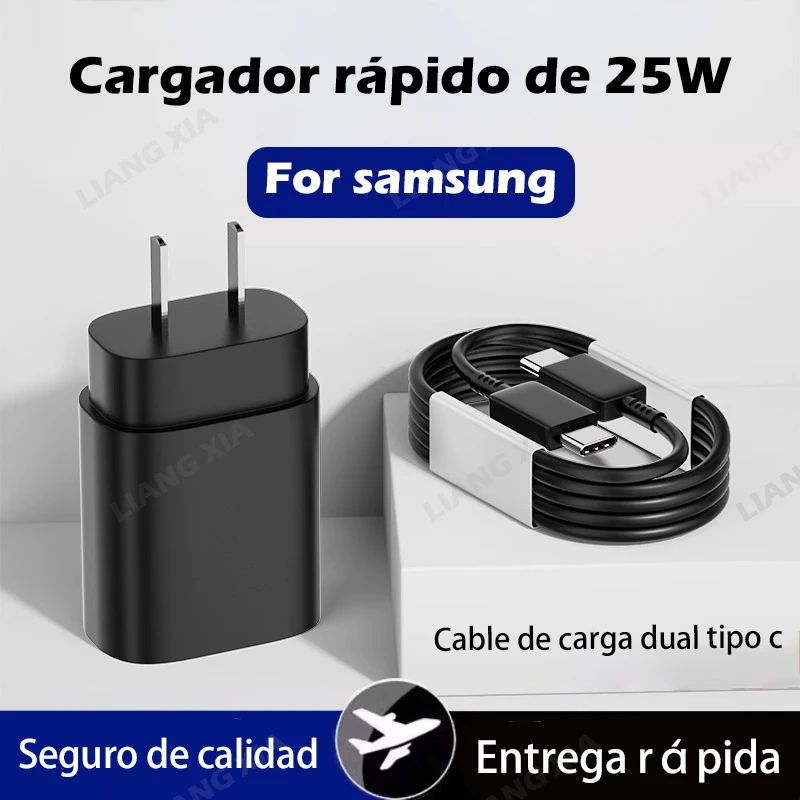 Cargador súper rápido PD 25W para Samsung Galaxy S9 S10 S21 S22 S23 S24 Ultra Note 10 20 A54 5g Cable USB de carga rápida para teléfono móvil tipo C