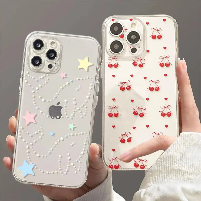 Funda de teléfono con forma de cereza y estrella colorida para Huawei Honor 90 Lite X9A 5G X7B X8B X9B Y9 Prime 2019 Nova 3i 5T 6 7 9 SE P30 Pro