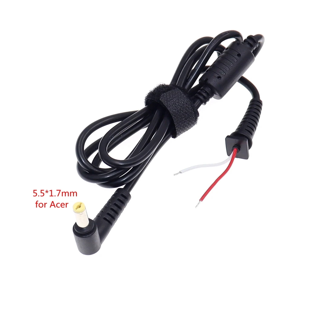 Conector de Cable de enchufe de cargador de corriente CC de 5,5x1,7mm, Cable de ángulo recto de 90 para adaptador de portátil/Notebook Acer