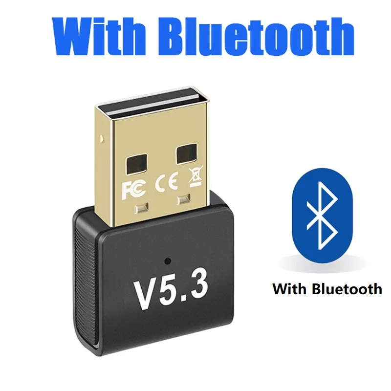 Con Dongle Bluetooth BT5.3, adaptador externo USB para ordenador, conexión inalámbrica, auricular, altavoz, ratón, agarre de juego, impresora, teléfono móvil