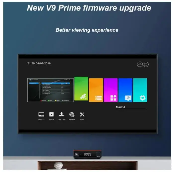 [Genuino] Receptor de satélite GTMEDIA V9 Prime DVB-S/S2/S2X 1080P H.265 WiFi incorporado compatible con ranura para tarjeta M3U/CS/IKS/CA PK V9 Super - imagen 5