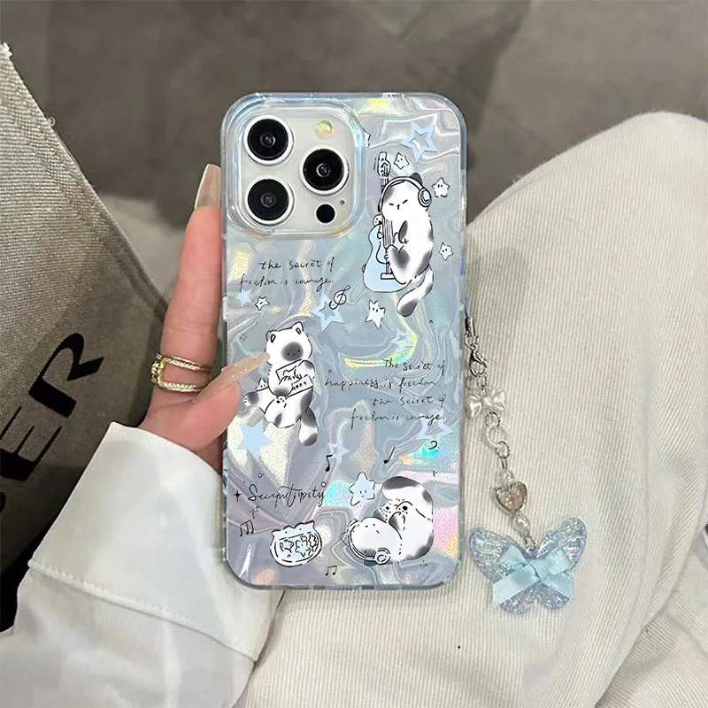 Funda Pandent con lazo y mariposa para iPhone 16 15 13 12 Pro 14 12 11 Pro Max 16 15 14 7 8 Plus XS Max XR X 16E SE 2020 - imagen 3