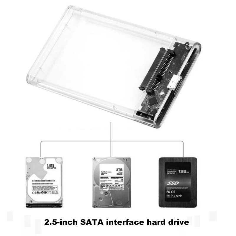 Carcasa externa hd 2,5 SATA a USB 3,0, disco duro externo portátil transparente de 5Gbps, carcasa hdd 2,5 para PC, disco SSD, caja q1 - imagen 3