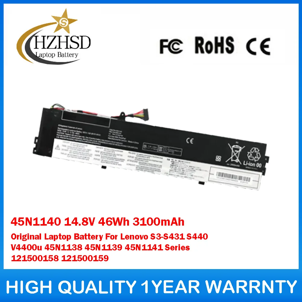 45N1140 14,8 V 46Wh 3100mAh batería Original del ordenador portátil para Lenovo S3-S431 S440 V4400u 45N1138 45N1139 45N1141 121500158 121500159