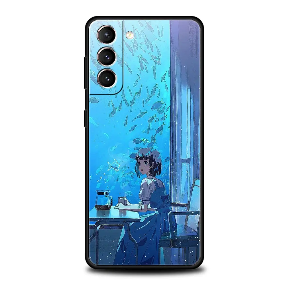 Funda de teléfono para Samsung Galaxy S24 S23 Ultra S22 S21 S20 FE 5G S10 S10E S9 Plus S8 Funda negra suave Funda de verano Sky para - imagen 3