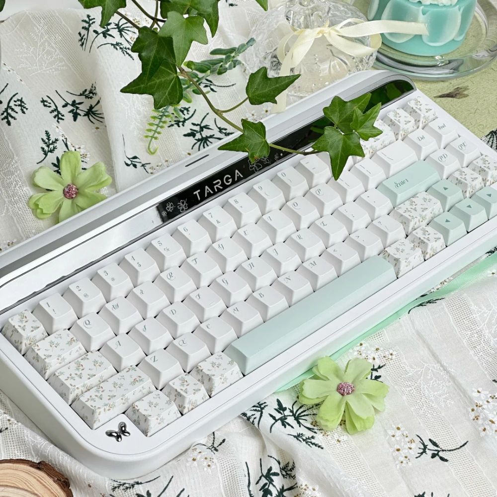 Eve Manor-Tecla de perfil de cereza, teclas pequeñas florales frescas para teclado mecánico, Material PBT, teclas blancas personalizadas