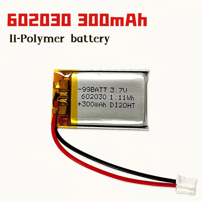1-10 baterías de 300 mAh y 3,7 V. 602030   Baterías de polímero de litio para estuche de carga de oreja Bluetooth pulsera inteligente cerradura de puerta luz Led