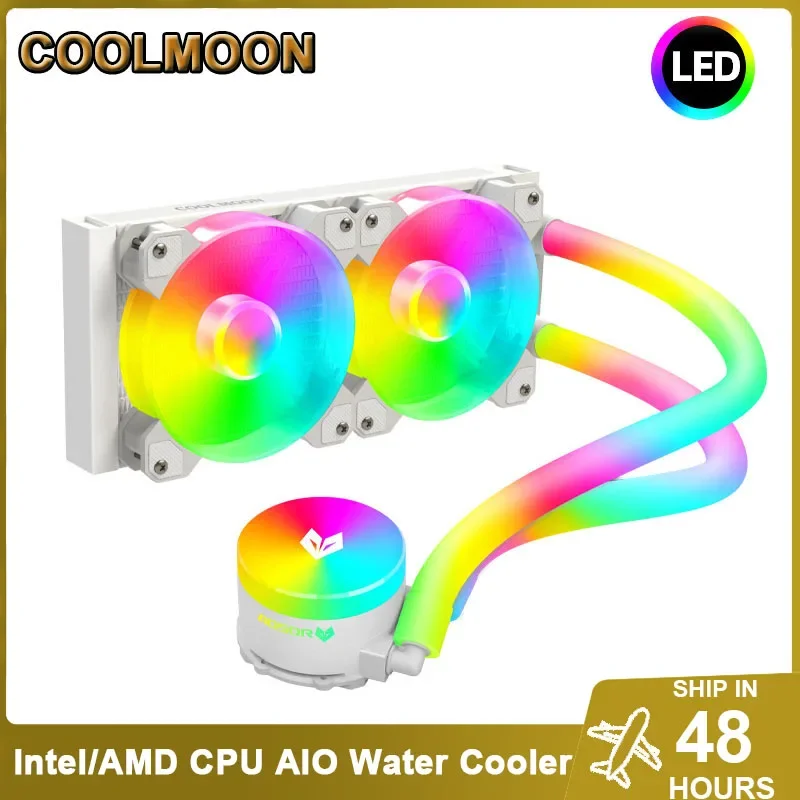 Radiador de agua RGB CPU AIO 240 para Intel AMD, Control de temperatura PWM, disipador de calor de CPU de ordenador todo en uno ARGB AURA SYNC - imagen 2