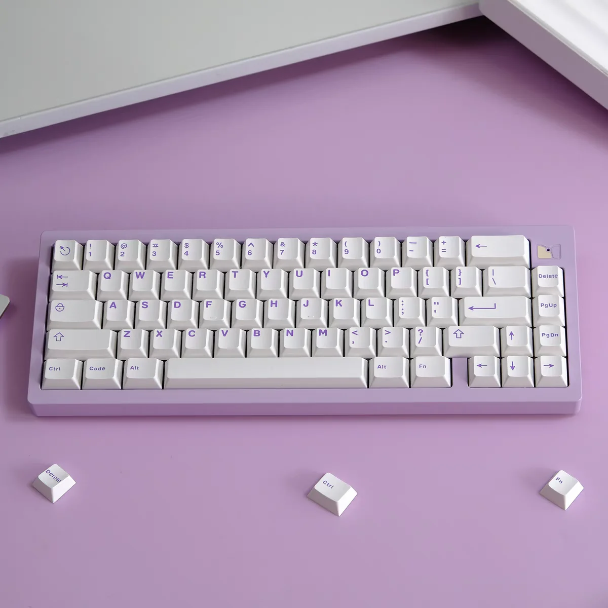 ARSSN dos colores 121 teclas Blanco liso serie blanco púrpura Keycap Cherry perfil ABS para juegos Teclado mecánico Keycaps GMK67 - imagen 4
