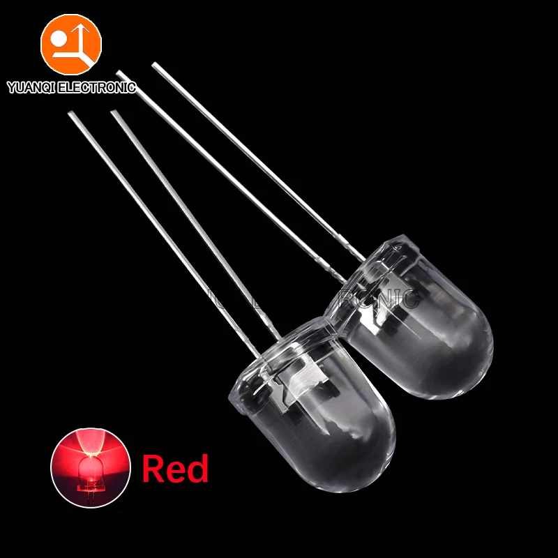 Lámpara LED de diodo emisor de luz redonda ultrabrillante, F10, 10mm, 5 colores, rojo, azul, amarillo, verde, blanco transparente, 20mA, 0,75 W, 10 unidades - imagen 4