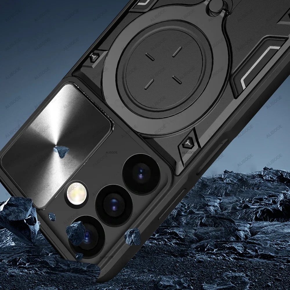 Funda para Samsung S24 Ultra S23 Plus, carcasa deslizante con soporte magnético para lente de cámara, Galaxy S24 S23 FE S22 S21 Plus - imagen 5